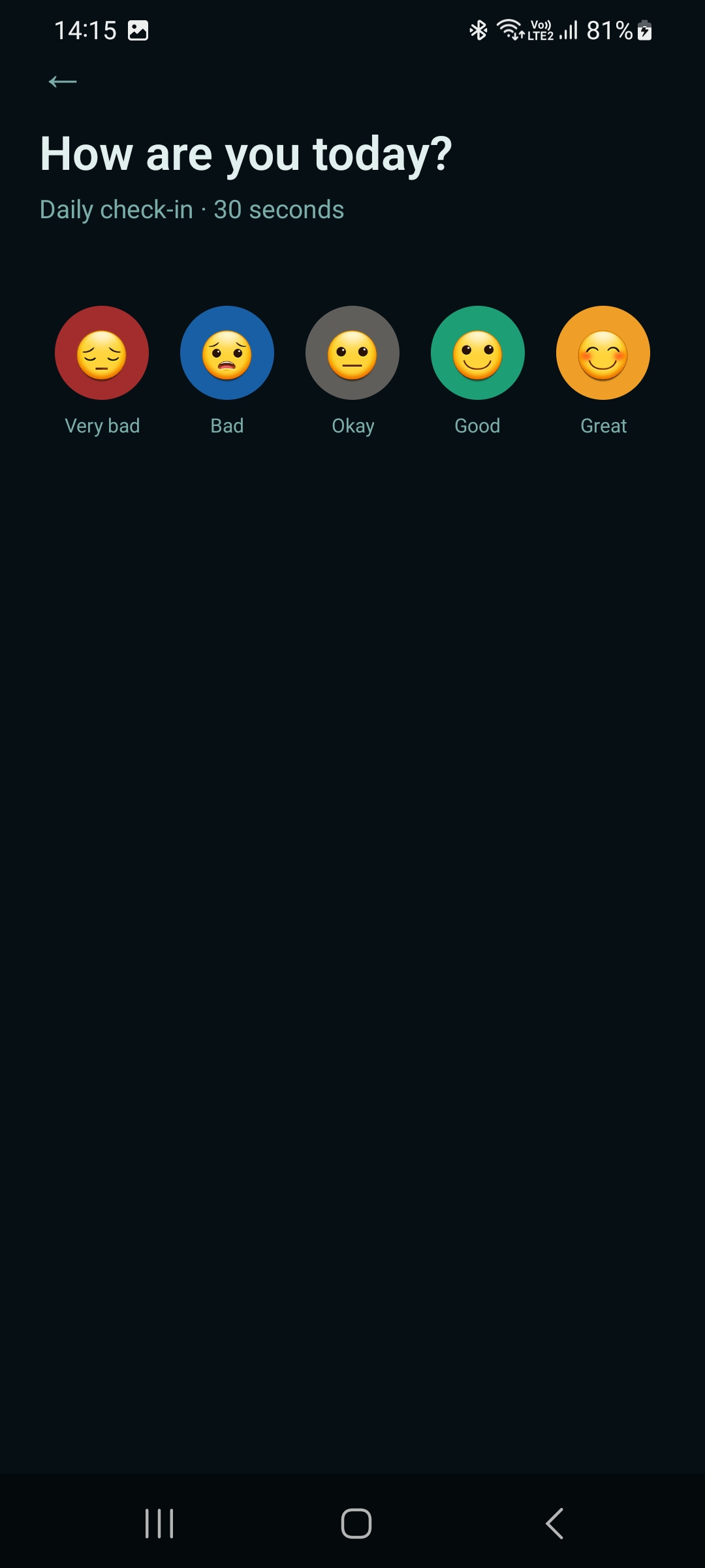 Mood check-in screen