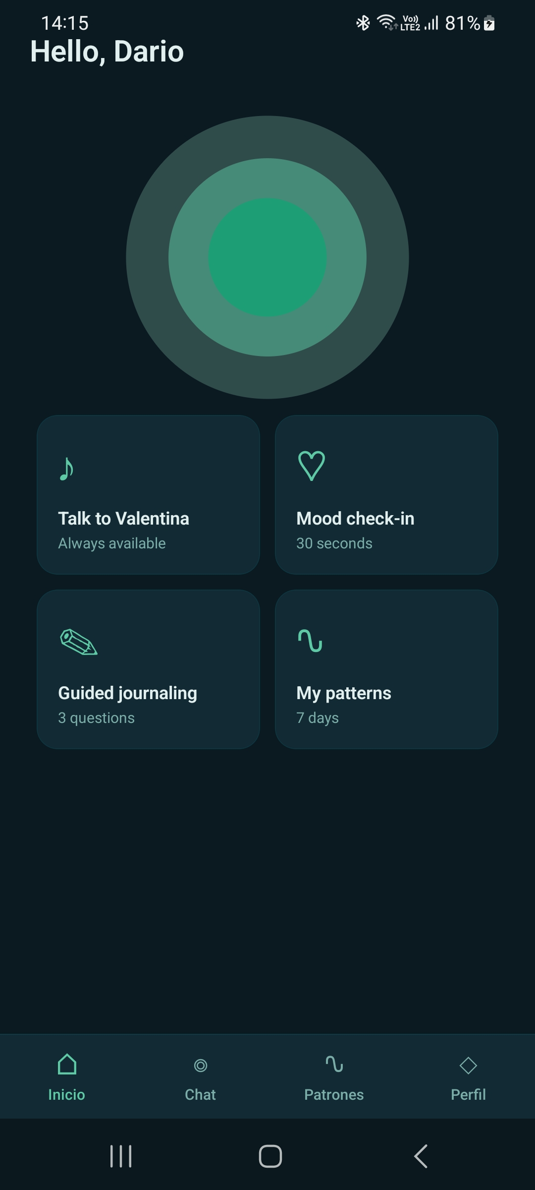 MindBridge home screen